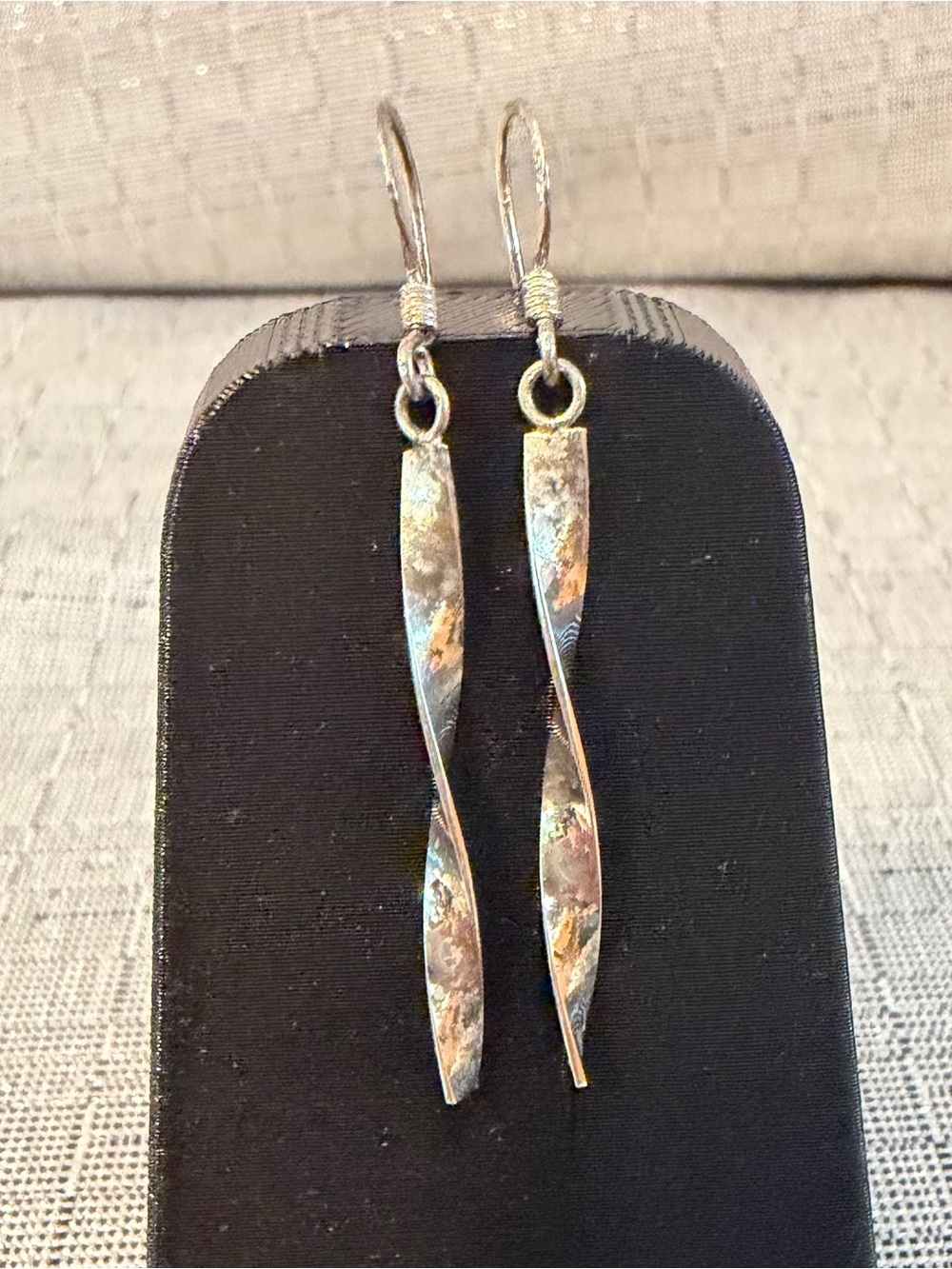 Sterling Silver Twisted Drop Earrings - Silver